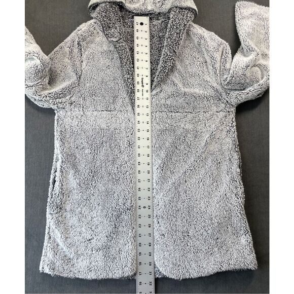 Victoria's Secret PINK Sherpa Hooded Open Front Cardigan Womens Gray Cozy Lounge - Picture 6 of 8